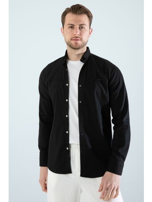 YXC Trend Maker Erkek Gömlek Slim Fit Cepsiz Kot Gömlek