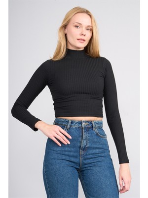 Aksoy K26 609-20 Sıyah Kadın Balıkcı Yaka Kaskorse Sweat