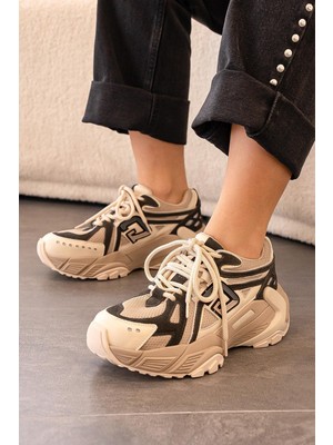 Monica Guja Ithal Özel Seri Özel Taban Hakiki Deri Kadın Spor Ayakkabı Bej