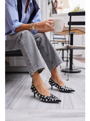 Angelina Jones Cambi Kadın Siyah Trok Detay Stıletto