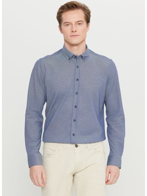 Altınyıldız Classics Slim Fit Düğmeli Yaka Lacivert Erkek Gömlek ACE020261468_LAC