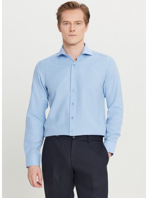 Altınyıldız Classics Tailored Fit Italyan Yaka Açık Mavi Erkek Gömlek ACE020261606_AMV