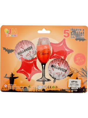 Party Country Halloween Folyo Balon Seti Yıldız: ( 45 cm ) X2 Halloween Help: ( 45 cm ) X2 Kadeh: 38 x 98 cm