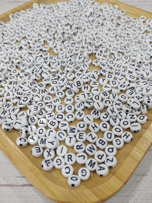 Bileklik Yassı Karışık Harf Boncuk 5.3 mm 50 gr (225 Adet)