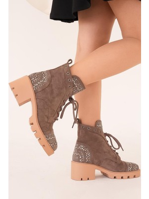 Blanca Orijinal Kriste Bell Ithal Özel Seri Taş Detaylı Kadın Bot Vizon