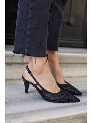 Angelina Jones Pais Kadın Bej Fıle Detay Topuklu Ayakkabı