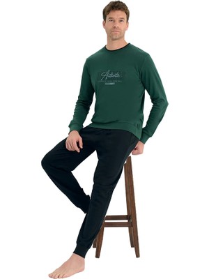 Over Sleep by Poleren Over Sleep 2224 Erkek Kışlık Interlok Pijama Takım