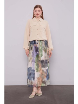 Lêvi D'or BEJ-TURKUAZ Bel Büzgülü Etek Takım