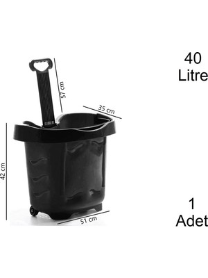 Marketix Tekerlekli Plastik Market Alışveriş El Sepeti 40 Litre Siyah 1 Adet