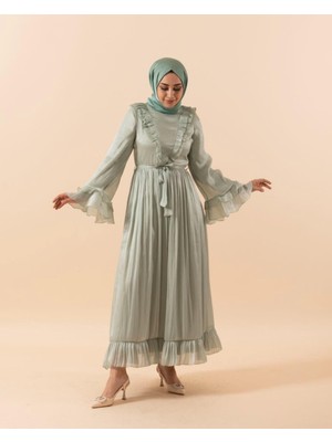 3059 Stilife Kol Volan Abiye Elbise