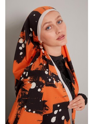 Levidor Oranj Fırça Izi Desenli Elegance Şal