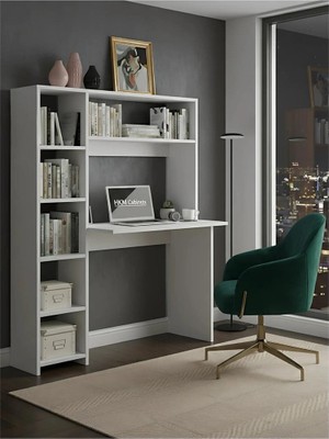 Freehome Premium Mdf Ürün Modern Kitaplıklı Çalışma Masası | Raflı Öğrenci ve Home Ofis Bilgisayar Masası