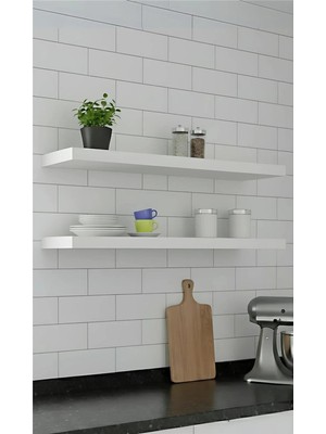 Freehome Premium Mdf Ürün 2'li Set 50X15 cm Gizli Montaj Modern Kitaplık Mutfak Banyo Salon Rafı
