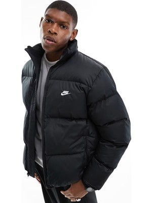Nike Clup Puffer Synthetic Fill Full Zip Loose Fit Men's Jacket Erkek Bol Kesim Suitici Mont Siyah