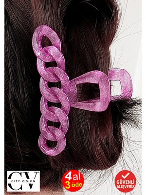 Simli Lavanta Renk Zincir Model Mandal Toka 11 cm - Şık ve Dayanıklı