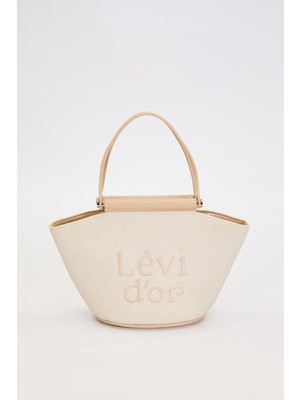 Lêvi D'or KREM VİZON Hasır Görünümlü El Çantası