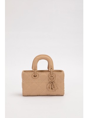 Lêvi D'or Kahve Aksesuarlı Kapitone El Çantası