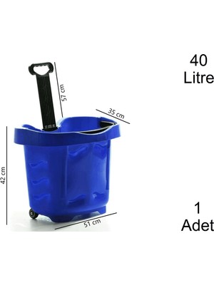 Marketix Tekerlekli Plastik Market Alışveriş El Sepeti 40 Litre Mavi 1 Adet