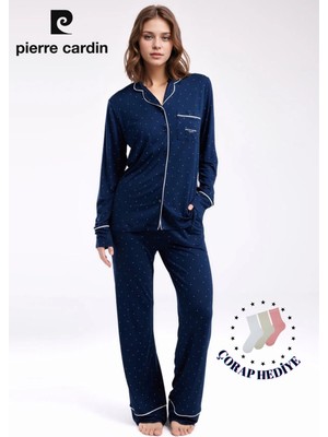 Pierre Cardin Kadın Giyim Viskon Kutulu & Lisanslı Gömlek Pijama Takımı L1.PC.8986.001