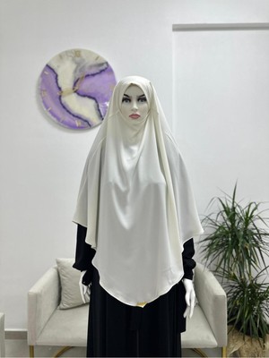 Erasra Class Sufle Hazır Esarp,arkası Iki Kat, Medine Ipegi ( Hac ve Umre Için Uygundur ) Khimar Hijap Ekru