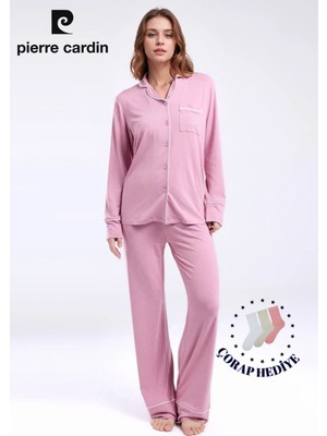 Pierre Cardin Kadın Giyim Viskon Kutulu & Lisanslı Gömlek Pijama Takımı L1.PC.8986.001