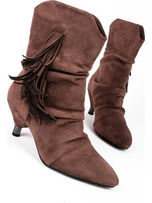 Kindep Agnes Kenar Püskül Detaylı Günlük Kadın Bot Kahve