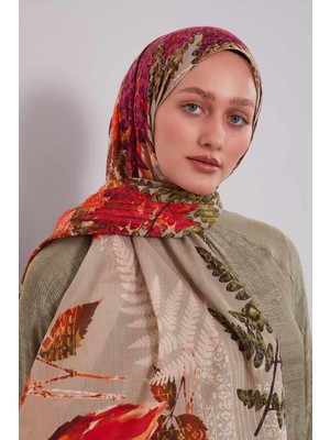 Levidor Vizon Yaprak Desen Pamuk Şal