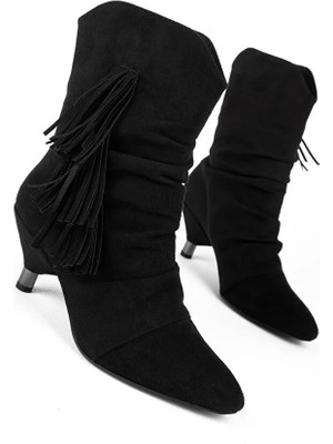 Kindep Agnes Kenar Püskül Detaylı Günlük Kadın Bot Siyah