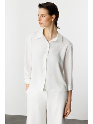 Accort Taşlı Düğme Detaylı Gömlek-Kemık