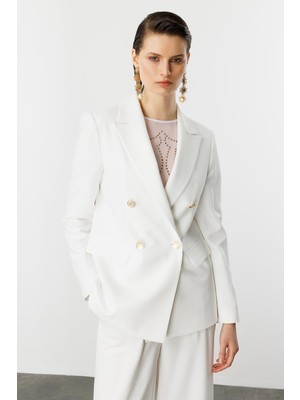 Accort Kruvaze Yaka Hürrem Ceket-Kemık