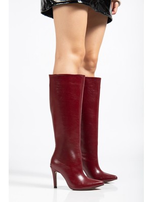Budi SYT-2004 Bordo Kırışık Rugan Günlük Bayan Çizme