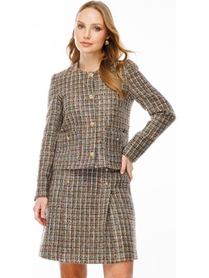 Accort Bisiklet Yaka Kalın Ceket-Mavi