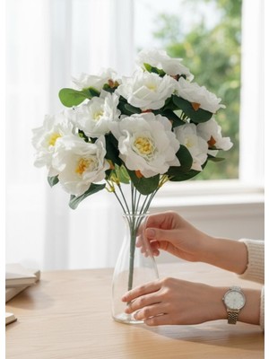 Nettenevime Yapay Çiçek Beyaz 10LU Gül Demeti 40*30CM