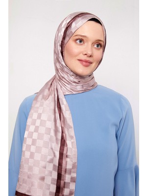 Lêvi D'or Pudra Çizgili Dama Desen Monogram Şal