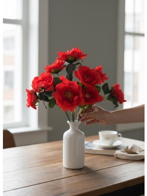 Nettenevime Yapay Çiçek Kırmızı 10LU Gül Demeti 40*30CM