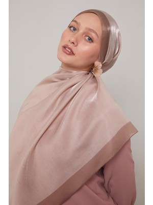 Lêvi D'or Gül Kurusu Şerit Desen Kehribar Şal