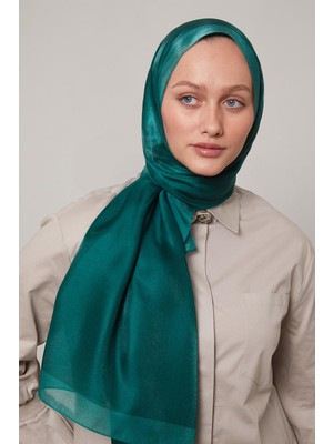 Lêvi D'or Zümrüt Yeşili Şerit Desen Kehribar Şal