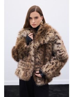 Sateen Leopar Desenli Kürk - Leopar