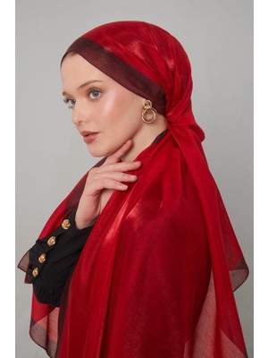 Lêvi D'or Kırmızı Şerit Desen Kehribar Şal
