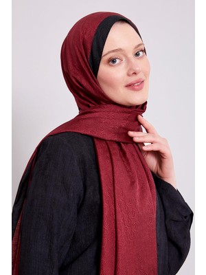 Lêvi D'or Koyu Bordo Halka Desen Monogram Şal
