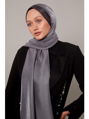 Lêvi D'or Antrasit Şerit Desen Kehribar Şal