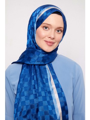 Lêvi D'or Saks Çizgili Dama Desen Monogram Şal