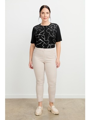 Accort Büyük Beden Shine Pantolon-Taş