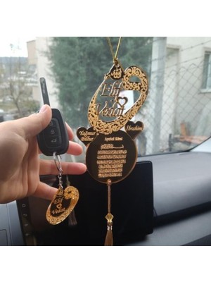 Olur O Zaman Kişiye Özel Vav Kalpli Araba Süsü (1 Adet Anahtarlıklı) Dikiz Aynası Süsü