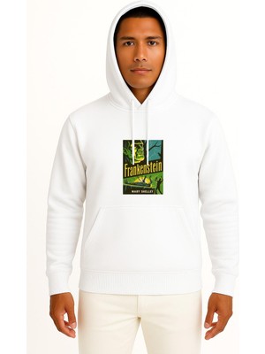 Bahriyeli Collection Kapüşonlu Frankenstein Mary Shelley Hallowen Göğüs Tasarımlı Unisex Sweatshirt