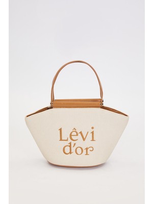 Levidor Krem - Camel Hasır Görünümlü El Çantası