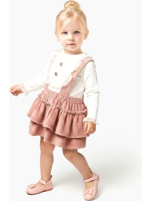 Baby Animals Kız Bebek Kız Çocuk Doğum Günü Parti Düğün Kadife Salopet Slopet Dantelli Uzun Kol Salopet