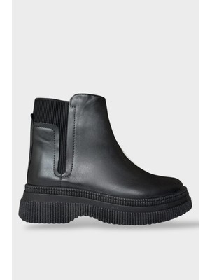 Liger Yandan Lastikli Günlük Kadın Süet Bot Siyah - Siyah