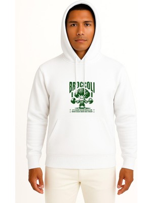 Bahriyeli Collection Kapüşonlu Brokoli Gym Fitness Yeşillik Göğüs ve Sırt Tasarımlı Unisex Sweatshirt