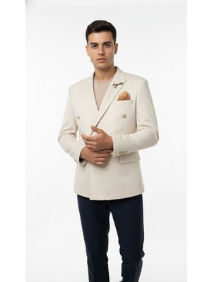 Plus Scorpion Erkek  Suet Blazer Ceket – Şık Düğmeli Takım Elbise Üstü Slim Fit Model